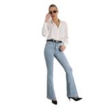 BEES JEANS Milano Açık Kar Mavi İspanyol Paça Yüksek Bel Power Likra Toparlayıcı Kot Pantolon Kar Mavi-42