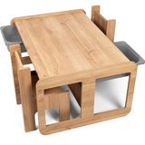 Bees Store 2 Kişilik Çekmeceli Oyun, Aktivite, Etkinlik Masası, Ceviz-Gri, 18MM Mdf - 88 x 63 x 43 cm - Ceviz - Gri