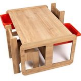 Bees Store 2 Kişilik Çekmeceli Oyun, Aktivite, Etkinlik Masası, Ceviz-Kırmızı, 18MM Mdf - 88 x 63 x 43 cm - Ceviz - Kırmızı