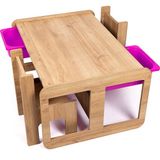 Bees Store 2 Kişilik Çekmeceli Oyun, Aktivite, Etkinlik Masası, Ceviz-Lila, 18MM Mdf - 88 x 63 x 43 cm - Ceviz - Lila