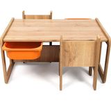 Bees Store 2 Kişilik Çekmeceli Oyun, Aktivite, Etkinlik Masası, Ceviz-Turuncu, 18MM Mdf - 88 x 63 x 43 cm - Ceviz - Turuncu