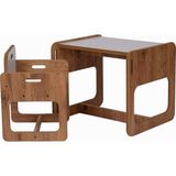 Bees Store Ceviz Beyaz Mdf Tek Kişilik Çocuk Masası ve Sandalyesi, 2-6 Yaş Oyun ve Aktivite Seti - 45 x 45 x 43 cm - Ceviz - Beyaz