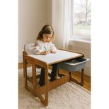 Bees Store Montessori Tek Kişilik Masa Sandalye Takımı, 18MM Ceviz-Beyaz Mdf, Gri Çekmeceli, Tek Kişilik Aktivite Masası - 73 x 44 x 43 - Ceviz - Gri