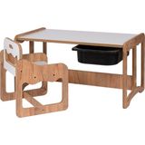 Bees Store Montessori Tek Kişilik Masa Sandalye Takımı, 18MM Ceviz-Beyaz Mdf, Siyah Çekmeceli, Tek Kişilik Aktivite Masası - 73 x 44 x 43 - Ceviz - Siyah