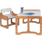Bees Store Tek Kişilik Ceviz–beyaz Montessori Çocuk Çalışma Masası ve Sandalye, 18MM Mdf, 80X45X43 cm - 80 x 45 x 43 cm - Ceviz - Beyaz
