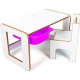 Bees Store Tek Kişilik Çocuk Oyun, Aktivite ve Etkinlik Masası, Beyaz-Lila, 18MM 1.sınıf Mdf - 73 x 44 x 44 cm - Beyaz - Lila