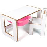 Bees Store Tek Kişilik Çocuk Oyun, Aktivite ve Etkinlik Masası, Beyaz-Pembe, 18MM 1.sınıf Mdf - 73 x 44 x 44 cm - Beyaz - Pembe