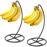 Beesini Muz Tutucu, 2'li Paket Muz Askısı, Muz Ağacı Tutucu Metal, Muz Standı Tutucu, 15 lb'ye kadar Muz veya Üzüm Tutar, Mutfak Tezgahı için Muz Rafı, Siyah