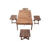 Beesstore Tabureli Piknik Kamp Masası-Bahçe Masası-Piknik Masası-4 Tabureli Masa - Ahşap - Ceviz