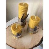 Beeswax Bal Ve Mum Balmumu Mum Doğal El Yapımı Mum Lavanta Ve Hasır Süslemeli - Renkli - 3 Adet