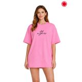 BEETON Kadın Oversize Pembe Be You tiful Baskılı Tişört %100 Pamuk Yazı Baskılı Basic Salaş Günlük T-Shirt