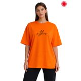 BEETON Turuncu Oversize Tişört Kadın %100 Pamuk Be You tiful Yazılı Baskılı Salaş Basic Streetwear T-Shirt