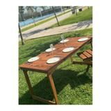 BEEVOLİ Kamp, Piknik, Balkon, Bahçe ve Yemek Masası Özel Tasarım Masa, 2 Kademe Ayaklı, 70X150 cm, Ceviz Ren