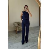 BeeYouStudio Çıtçıtlı Gabardin Yelek Pantolon Takım Lacivert L