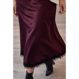 BeeYouStudio Saten Dantel Detaylı Etek/ Bordo M - 01-Bordo
