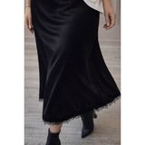 BeeYouStudio Saten Dantel Detaylı Etek/ Siyah - 01-Siyah