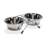 Beeztees 16 cm 2x900 ml Paslanmaz Çelik 2'li Köpek Mama Su Kabı