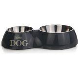 Beeztees 37x22 cm 350 ml 700 ml Paslanmaz Çelik 2'li Köpek Mama ve Su Kabı