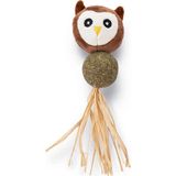 Beeztees Kedi Oyuncağı, Peluş Baykuş ve Kediotu Topu, 16cm - Kahverengi