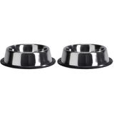 Beeztees Uzun Kulaklı Köpek Mama Su Kabı, Paslanmaz Çelik, Kaymaz, 17,5cm, 900ml (2 paketi)