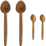 Bef Craft 2 Adet 32 cm Yemek Kaşığı 2 Adet 13 cm Mama Kaşığı Zeytin Ağacı Doğal Ahşap Kaşık Seti Tahta Kaşık Tahta 4 Parça Set 4'lü Set