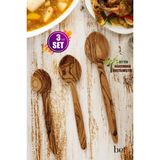 Bef Craft 3 Parça Zeytin Ağacı El Yapımı Ahşap Mutfak Seti Tahta Yemek Kaşığı Seti Mutfak Gereçleri Tahta Kaşık Seti Ahşap Servis Kaşığı Seti