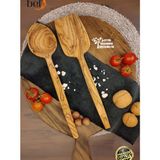 Bef Craft Tahta Kaşık Yemek Kaşığı Ahşap Spatula Servis 2'li Set Zeytin Ağacı Mutfak Gereçleri Yemek Takımı - 2 Adet