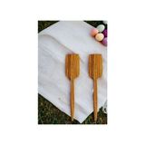 Bef Group Tahta Kaşık Servis Spatulası Ahşap Spatula 2'li Set Zeytin Ağacı Mutfak Gereçleri Yemek Sunum Takımı - Kahverengi