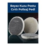 BEFAR Kuzu Postu (Yünü) Cırtlı Polisaj Pedi 160 mm – BEYAZ | Yün Polisaj Keçesi
