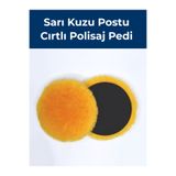 BEFAR Plus Kuzu Postu (Yünü) Cırtlı Polisaj Pedi 160 mm – SARI | Yün Polisaj Keçesi