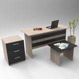 Bega Abc Masa Sehpa Keson Ofis Büro Masa Takımı 3 Renk Meşe Siyah Beg9-Ob - Meşe - Siyah