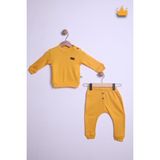 Begi %100 Pamuk Düğmeli Sweat Pantolon Takım 23631 - Sarı - 6 - 9 Ay