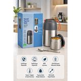 Begin Power 450 Ml paslanmaz Çelik Sızdırmaz Termos Yemek Taşıma Kabı / Sefer Tası Beslenme Kutusu - Gümüş - 0,45 lt