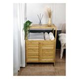 Begin Power Bambu Çift Kapaklı 2 Raflı Çok Amaçlı Düzenleyici Organizer Banyo Dolabı, 60 x 80 cm
