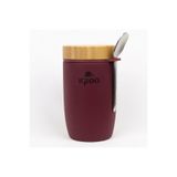 Begin Power Bambu Kapak Yemek Termosu, 500ml, Çelik Termos, Bordo, 12 Saat Sıcak Tutar