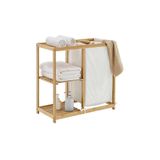 Begin Power Bambu Kirli Çamaşır Sepeti, Banyo Düzenleme Dolabı, Raflı Banyo Organizeri, Kahverengi, 50x70 cm