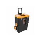 Begin Power Büyük Tekerlekli Çift Katlı Teknisyen Takım Çantası, 32+31x48.5x33 cm, Siyah-Turuncu