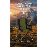 Begin Power Katlanır Kamp Sandalyesi 140 KG Taşıma Kapasiteli bardaklıklı taşınabilir Sandalye Haki - Polyester