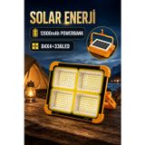 Begin Power Solar Enerjili 336 LED Şarjlı Projektör 12000 mAh Powerbank Kamp ve Acil Durum Lambası