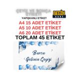 BEGİNSARF A4 A5 A6 45 Adet Çeyiz Bohça Koli Paket Etiketi Isme Özel Yapışlanlı Etiket 020