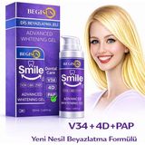 BEGISUN Smile Diş Beyazlatıcı Jel 50 ml | V34 + 4D + PAP | Mor Ton Dengeleyici Bakım