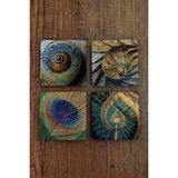 Begoloni Baskılı Doğal Taş Bardak Altlığı 4'lü Set 10X10X1 cm Doğal Desenler - Stone Coasters - 10 x 10 x 1 cm