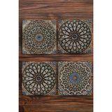 Begoloni Baskılı Doğaltaş Bardak Altlığı 4'lü Set - Doğal Taş Bardak Altı - Geometrik Desenler - 10 x 10 x 1 cm