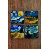 Begoloni Doğal Taş Bardak Altlığı 4'lü Set 10X10X1 cm Yapay Zeka Desenleri -Stone Coasters - 10 x 10 x 1 cm