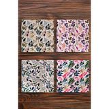 Begoloni Doğal Taş Bardak Altlığı 4'lü Set - Çiçek Desenler Baskılı Stone Coasters - 10 x 10 x 1 cm