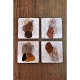 Begoloni Doğal Taş Bardak Altlığı 4'lü Set - Modern Desenler Uv Baskılı Stone Coasters - 10 x 10 x 1 cm