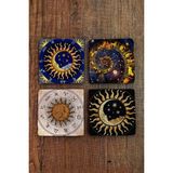 Begoloni Doğal Taş Bardak Altlığı Astroloji - Burçlar Baskılı 4'lü Set Bardak Altlığı - Stone Coasters - 10 x 10 x 1 cm