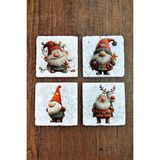 Begoloni Doğal Taş Bardak Altlığı - Christmast Clipart Baskılı 10X10CM Yeni Yıl Stone Coasters 500 - 10 x 10 x 1 cm