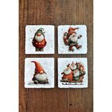 Begoloni Doğal Taş Bardak Altlığı - Christmast Clipart Baskılı 10X10CM Yeni Yıl Stone Coasters 501 - 10 x 10 x 1 cm