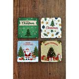 Begoloni Doğal Taş Bardak Altlığı - Christmast Yeni Yıl Baskılı 10X10CM Ai Noel - Stone Coasters 524 - 10 x 10 x 1 cm